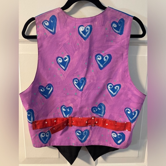 VTG Wearable Art NYC SilkScapes HandPainted Pop-Art Colorful Hearts Vest Silk - Picture 11 of 16